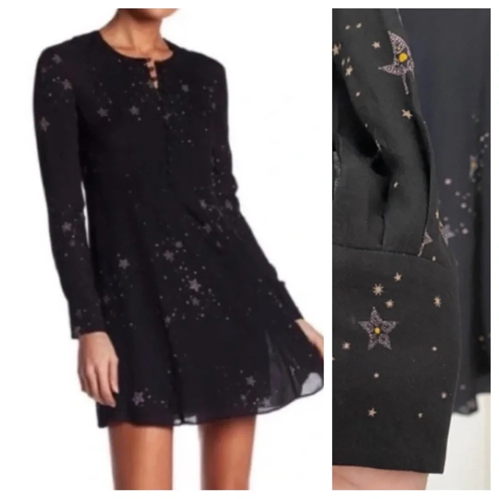 A.L.C. Coven Star Galaxy Print Mini Dress star celestial black 33776